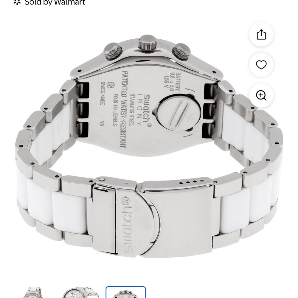 Silver and White Swatch Watch